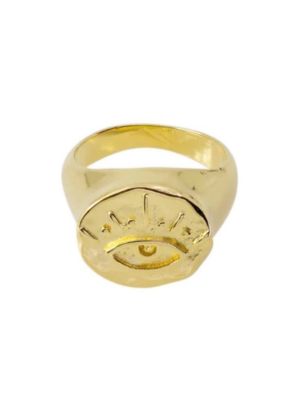 Size 5 - Invicta Gold Evil Eye Signet Gold Ring